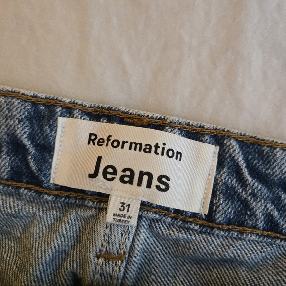 Reformation Preston Baggy High Rise Straight Jeans Galway Denim Wash - Picture 4 of 9